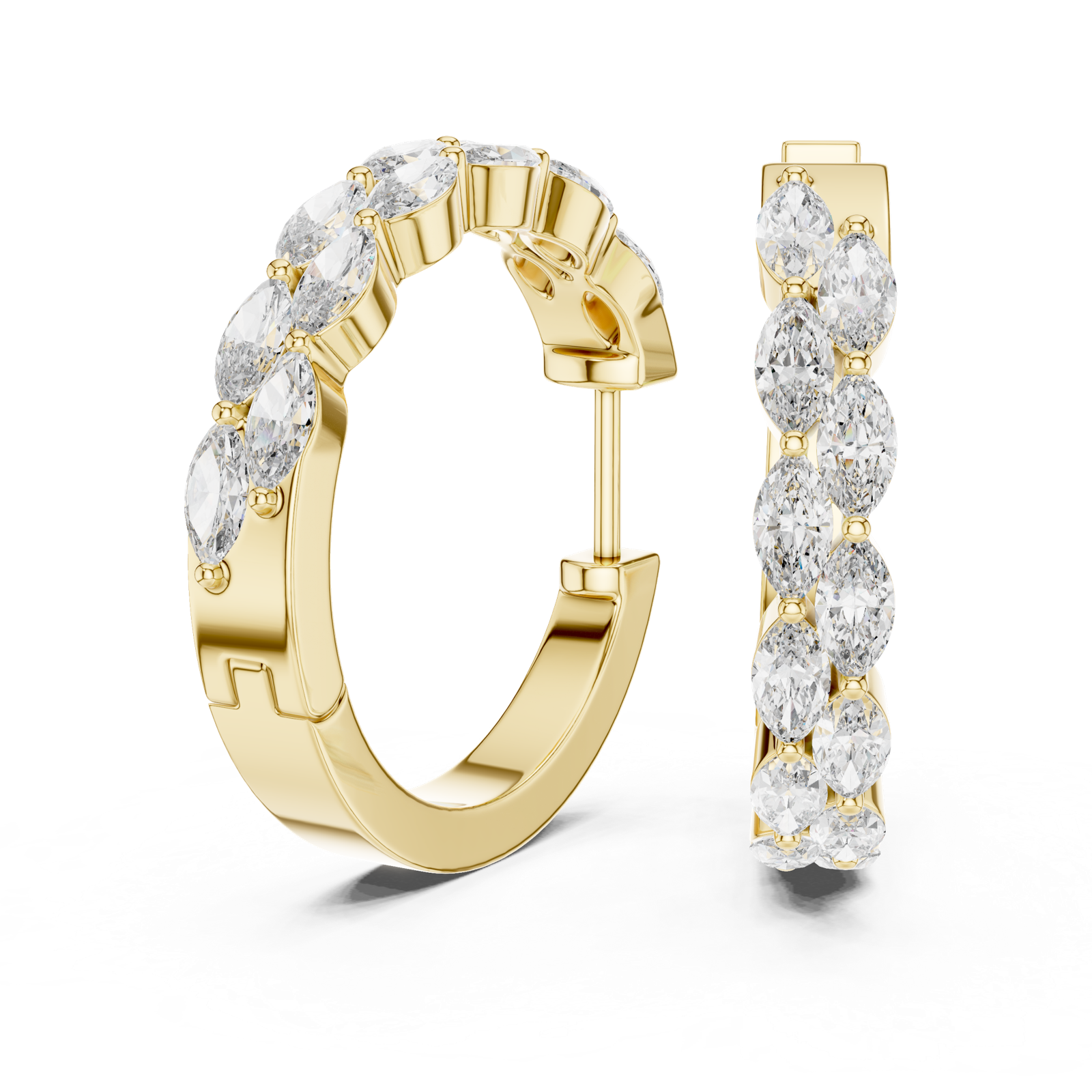 Gold Earrings L02-348, Yellow Gold, view 1