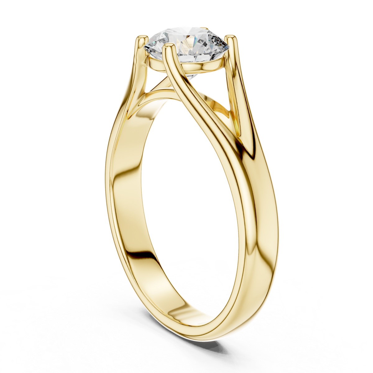 14K Solid Gold Lab Diamond Solitaire Ring, Yellow Gold, view 1