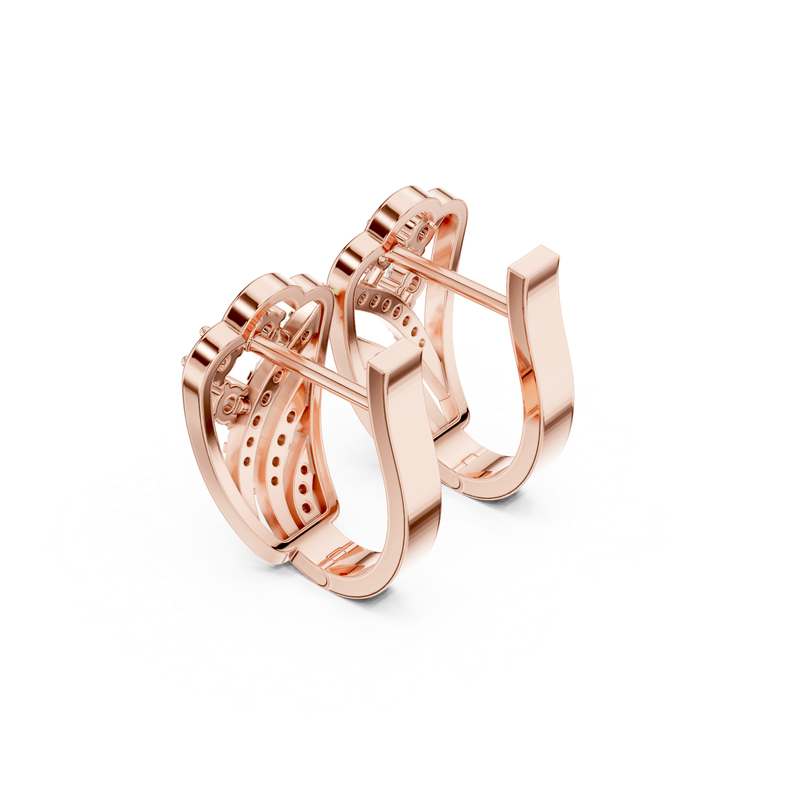 14K Solid Gold Lab Diamond Cluster Earrings, Rose Gold, view 2