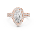 Gold Ring DDLR-341, Pear center stone, Rose Gold, view 4