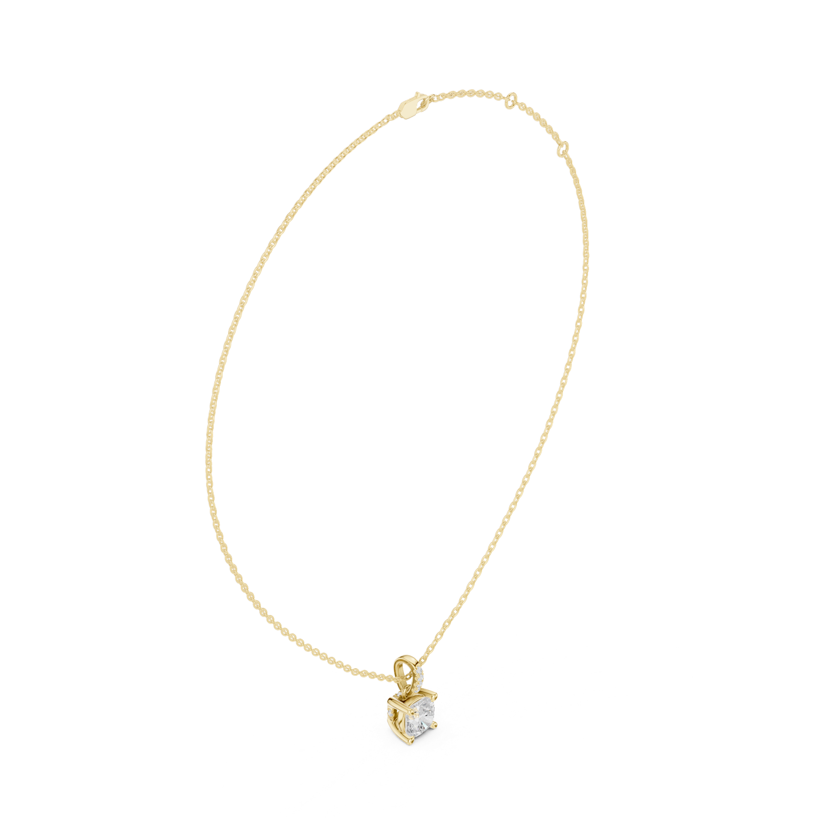 Gold Jewelry, Cushion center stone, Yellow Gold, view 1