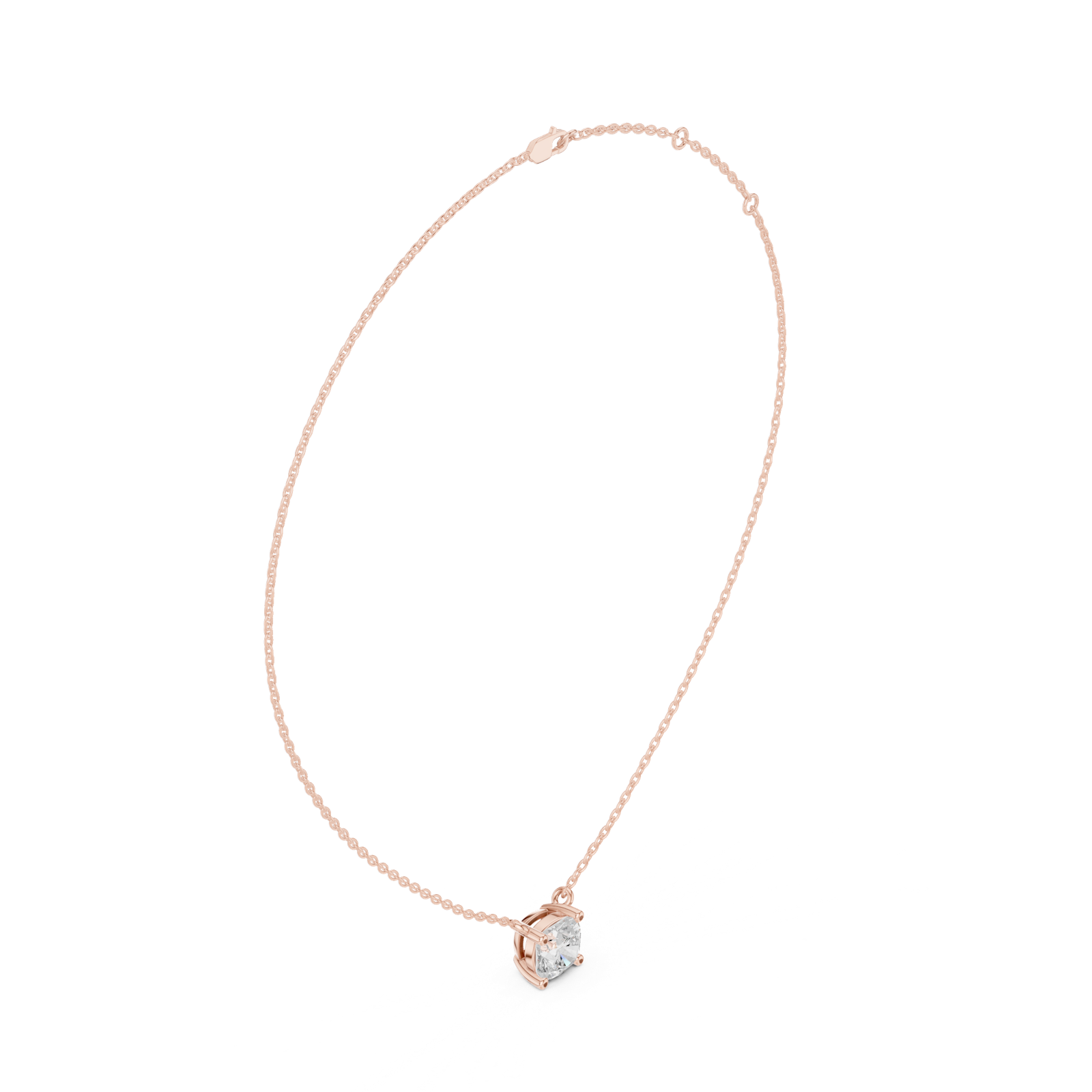 Gold Jewelry, Cushion center stone, Rose Gold, view 1