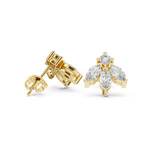 14K Solid Gold Lab Diamond Flower Cluster Earrings, Yellow Gold, view 1