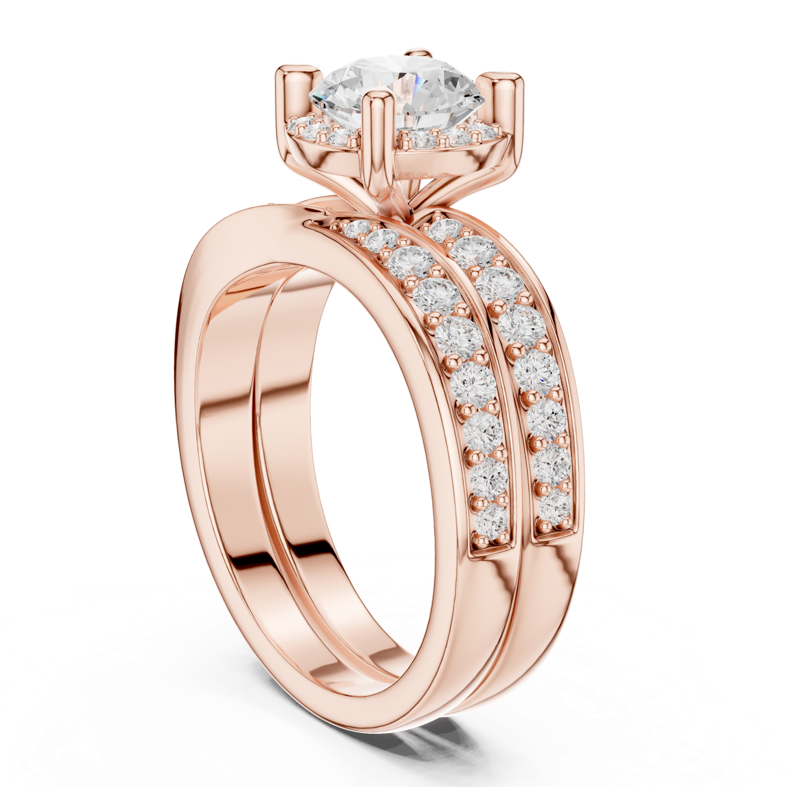 Gold Ring DDLR-294, Rose Gold, view 1
