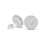 14K Solid Gold Lab Diamond Halo Earrings, White Gold, view 1