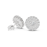 14K Solid Gold Lab Diamond Halo Earrings, White Gold, view 1