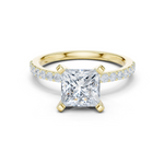 Gold Ring DDLR-040, Princess center stone, Yellow Gold