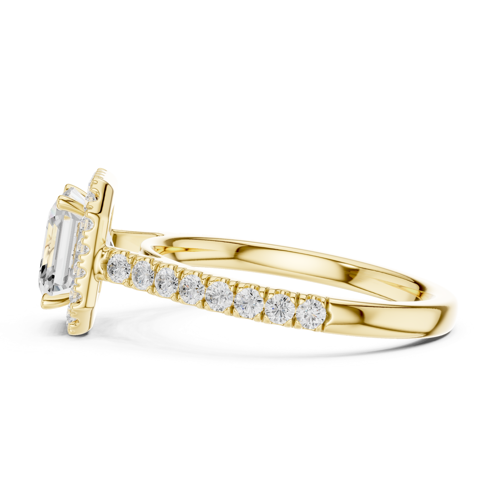 Gold Ring DDLR-118, Asscher center stone, Yellow Gold, view 3