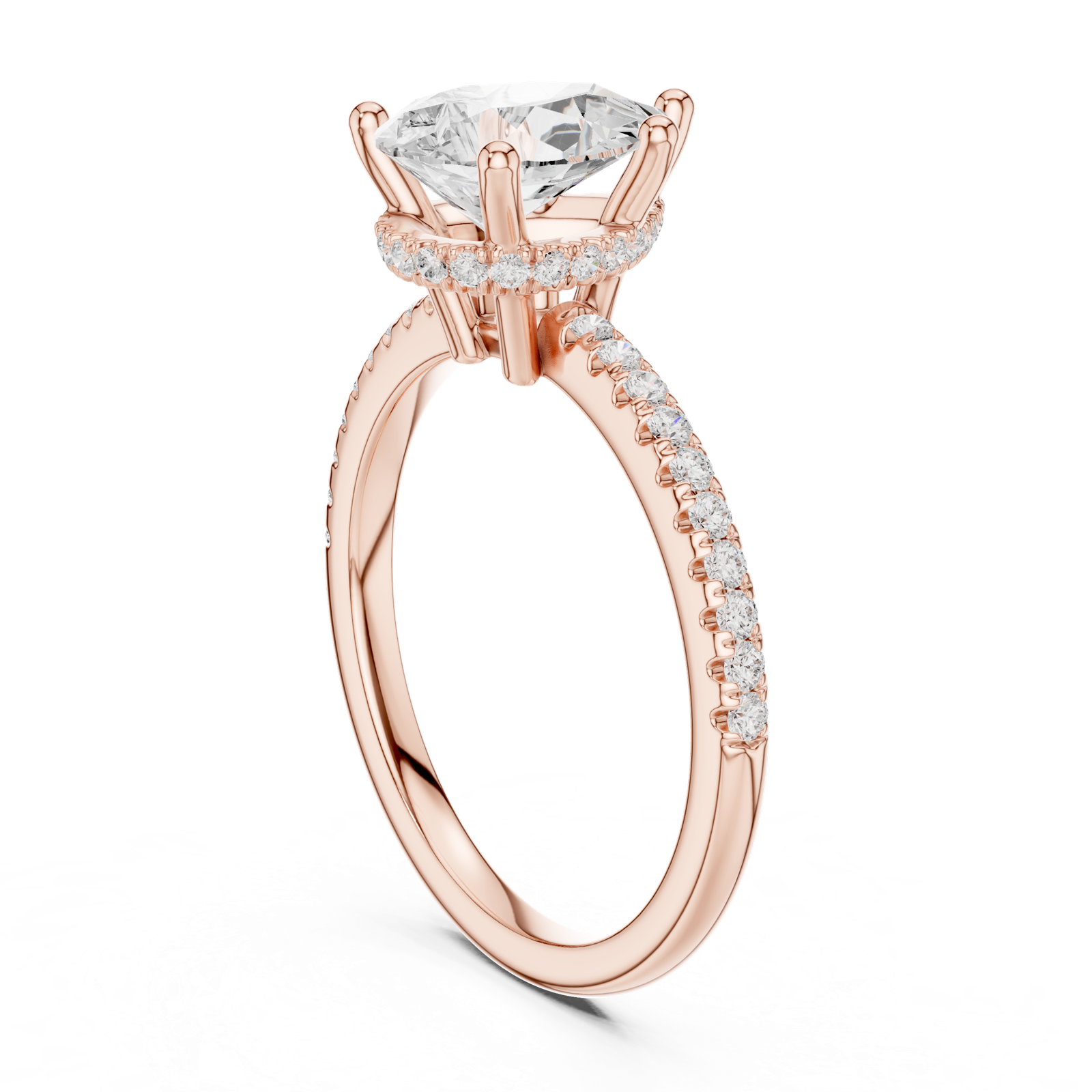 Gold Ring DDLR-177, Pear center stone, Rose Gold, view 1