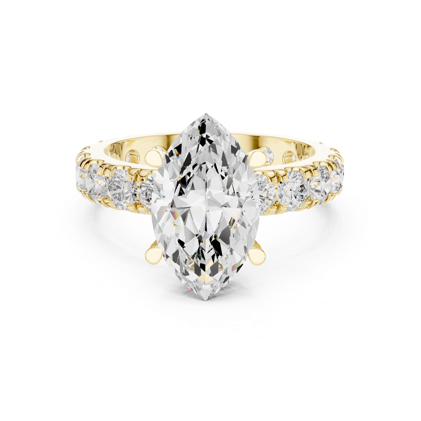 Gold Jewelry L35-63, Marquise center stone, Yellow Gold, view 4