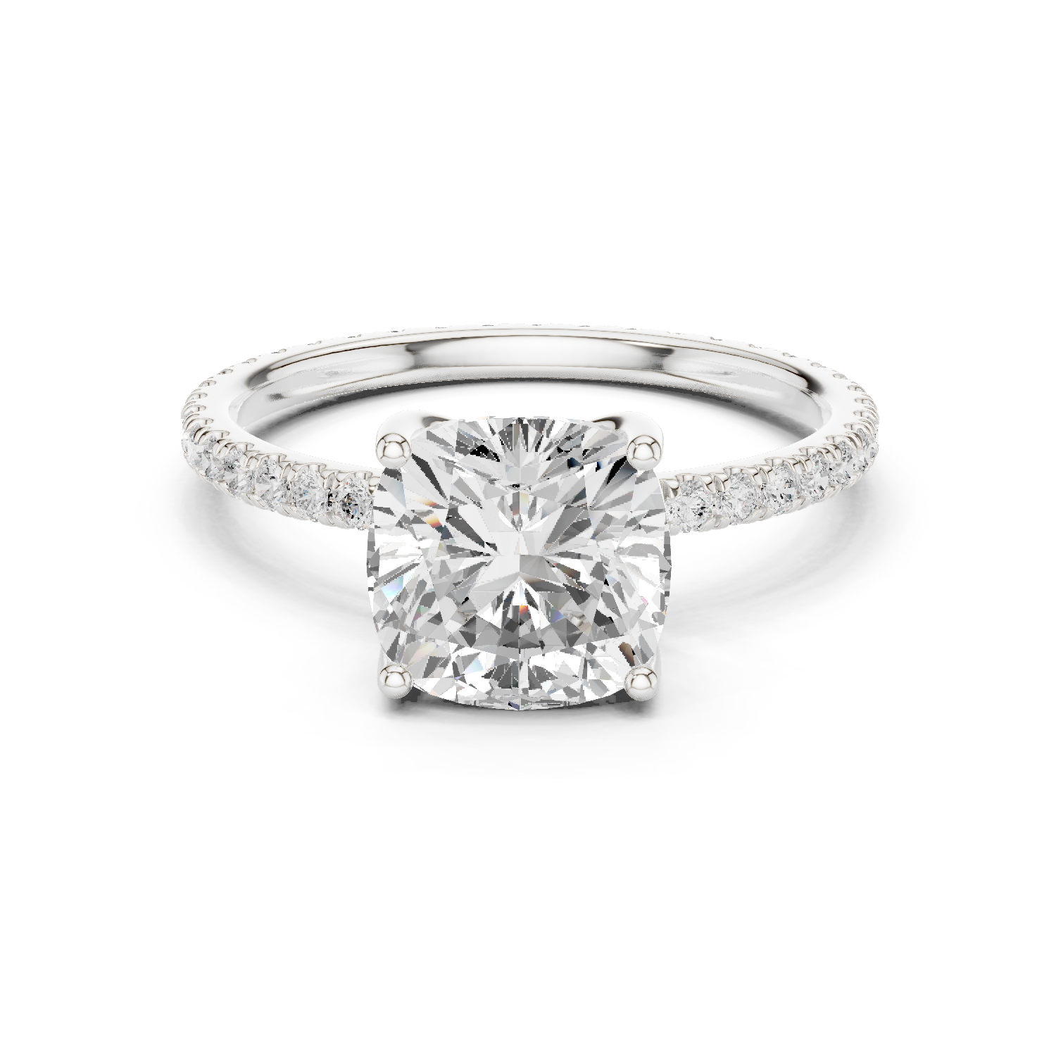 Gold Jewelry, Cushion center stone, White Gold
