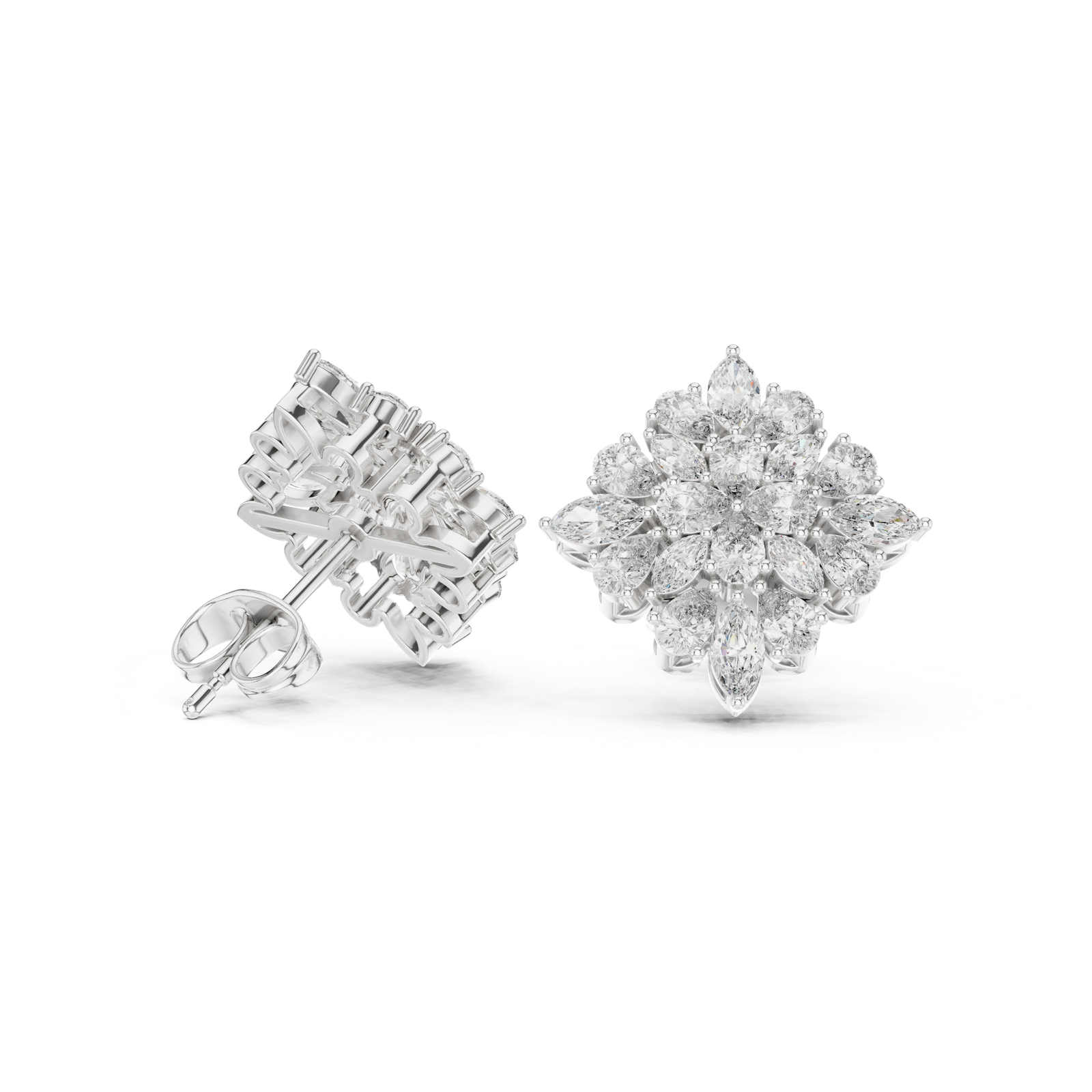 Gold Earrings AGDER-234, White Gold, view 1