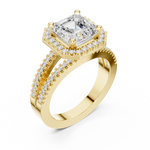 Gold Ring DDLR-350, Asscher center stone, Yellow Gold, view 2