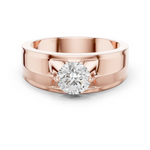 14K Solid Gold Lab Diamond Signet Ring, Rose Gold
