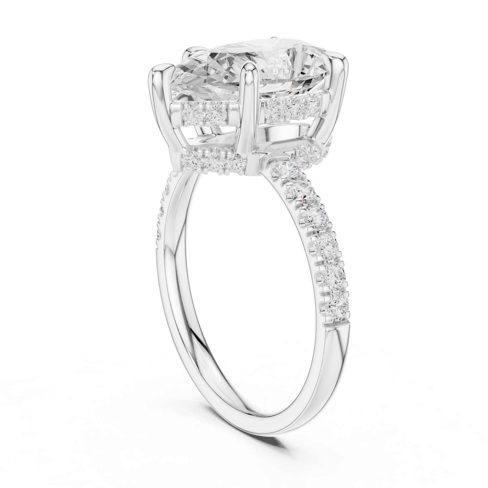Gold Ring DDLR-259, Pear center stone, White Gold, view 1