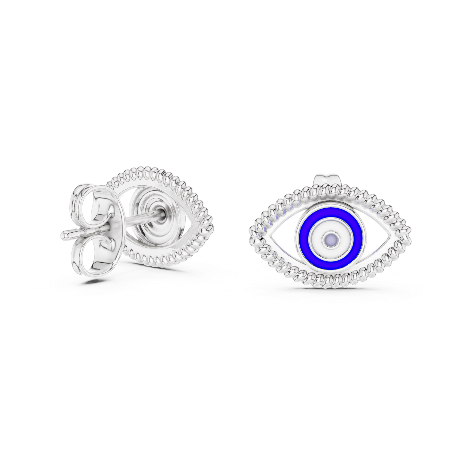 Gold Earrings 12-10003@E, White Gold, view 1