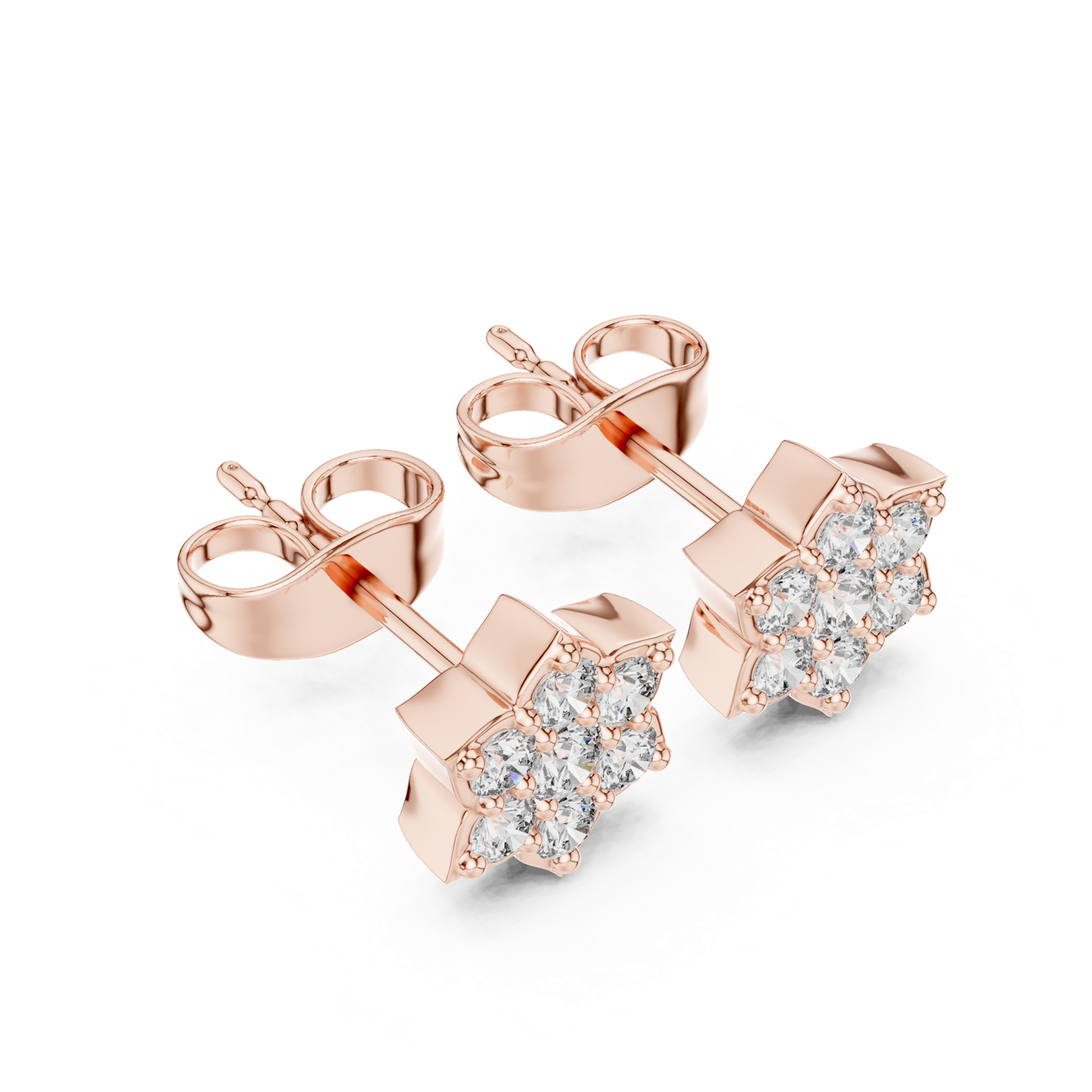 Gold Earrings 9-10035E, Rose Gold, view 2