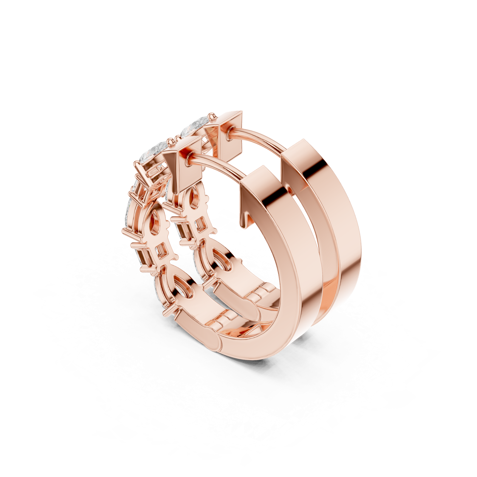 14K Solid Gold Lab Diamond Hoop Earrings, Rose Gold, view 2