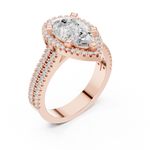 Gold Ring DDLR-341, Pear center stone, Rose Gold, view 2