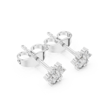 14K Solid Gold Lab Diamond Flower Cluster Earrings, White Gold, view 2