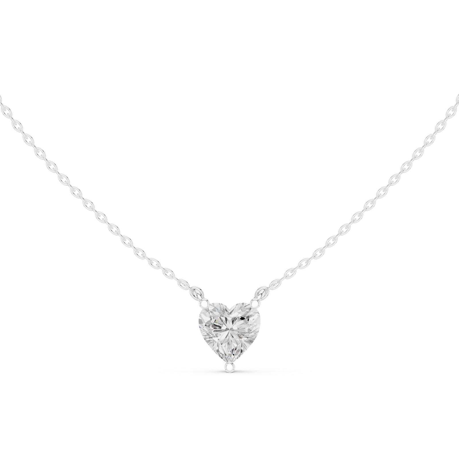 Gold Jewelry DDPO-001, Heart center stone, White Gold, view 4