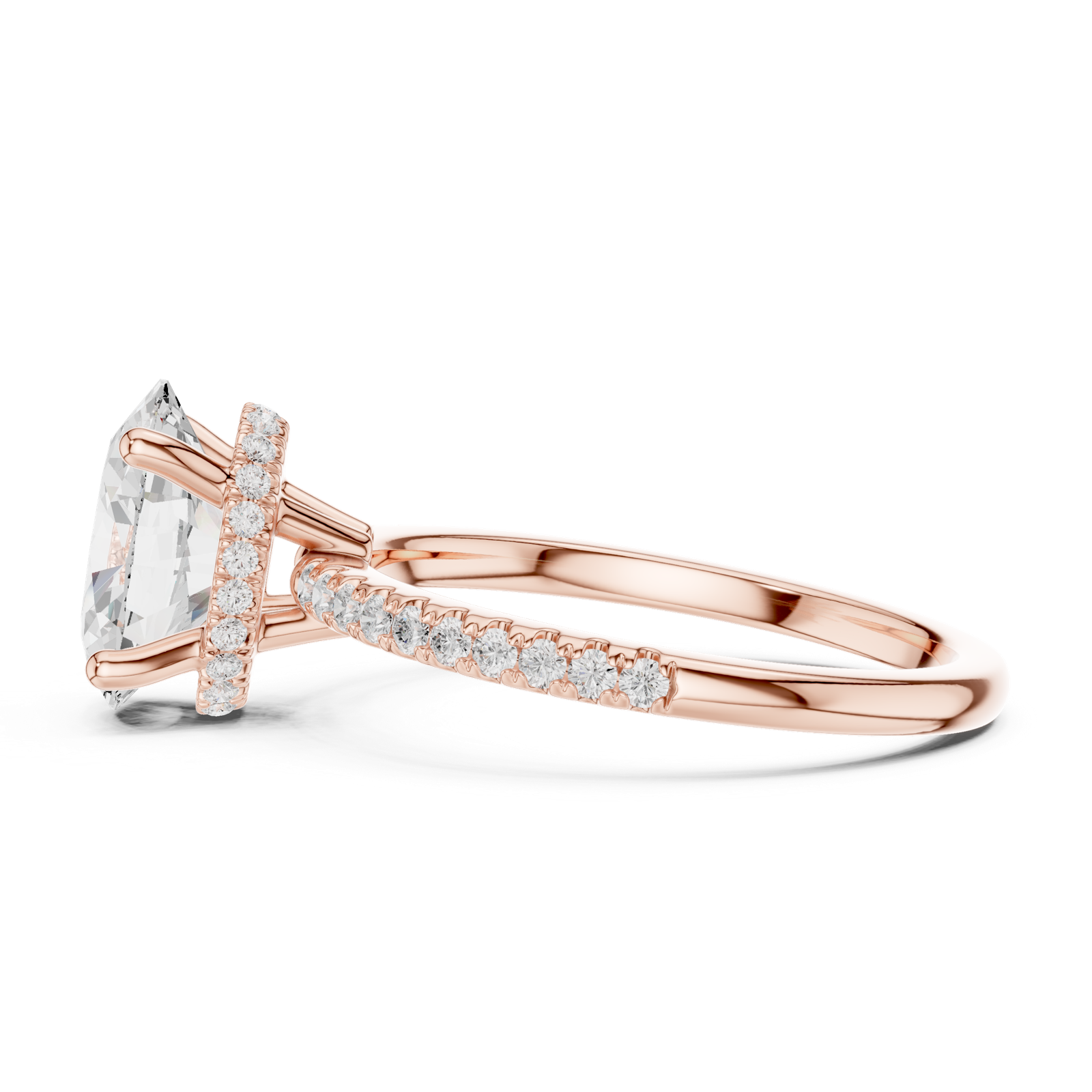 Gold Ring DDLR-177, Oval center stone, Rose Gold, view 3