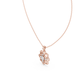 14K Solid Gold Lab Diamond Flower Pendant Necklace, Rose Gold, view 2
