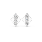 14K Solid Gold Lab Diamond Cluster Earrings, White Gold
