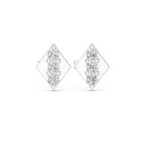 14K Solid Gold Lab Diamond Cluster Earrings, White Gold