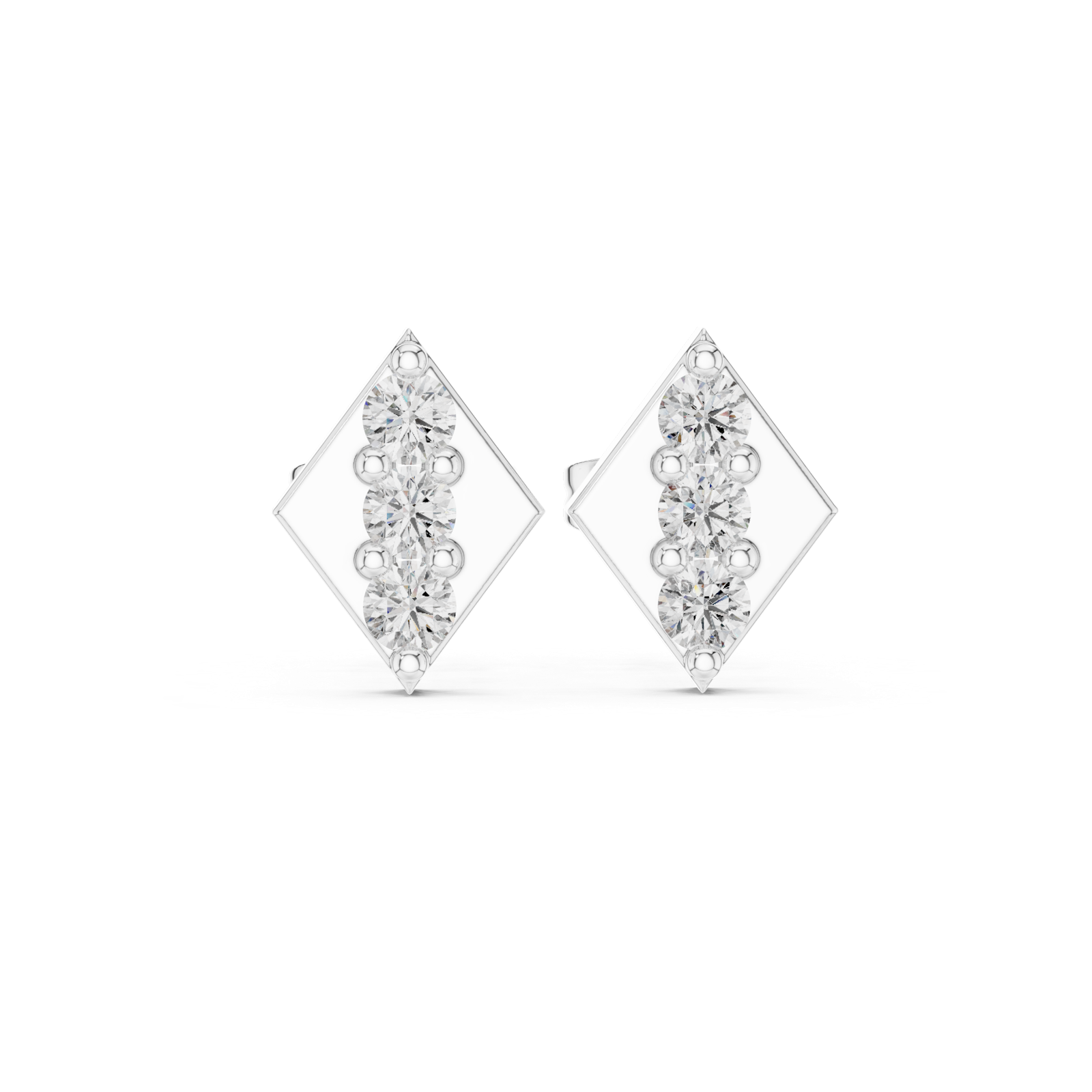 14K Solid Gold Lab Diamond Cluster Earrings, White Gold