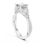 Gold Ring DDLR-257, Asscher center stone, White Gold, view 1