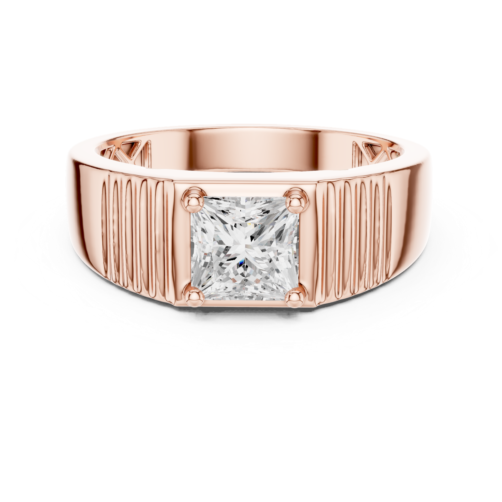 14K Solid Gold Lab Diamond Solitaire Ring, Rose Gold, view 4