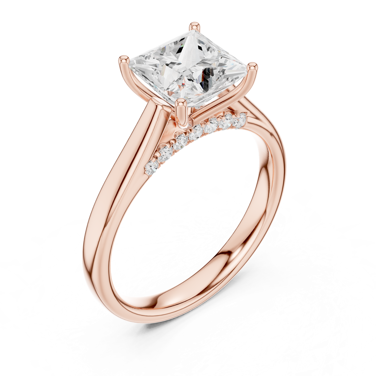 Gold Jewelry L36-18, Princess center stone, Rose Gold, view 2