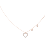 14K Solid Gold Lab Diamond Heart Pendant Necklace, Rose Gold, view 1
