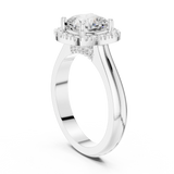 Gold Ring, Cushion center stone, White Gold, view 1