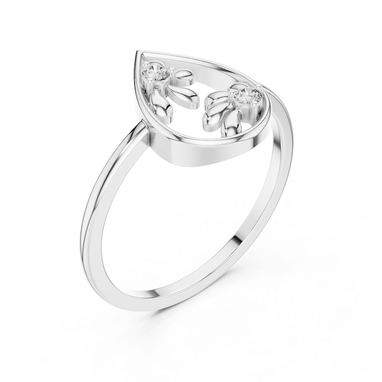 Gold Ring DR-6256, White Gold, view 2