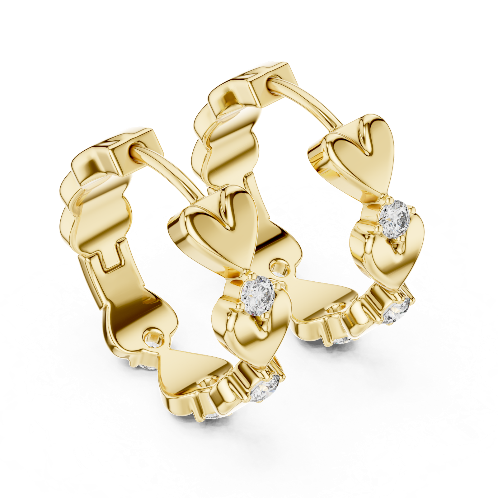 Gold Earrings L02-359, Yellow Gold, view 2
