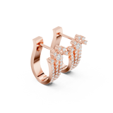 14K Solid Gold Lab Diamond Flower Cluster Earrings, Rose Gold, view 1