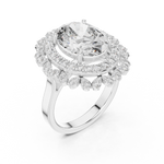 14K Solid Gold Lab Diamond Halo Ring, White Gold, view 2