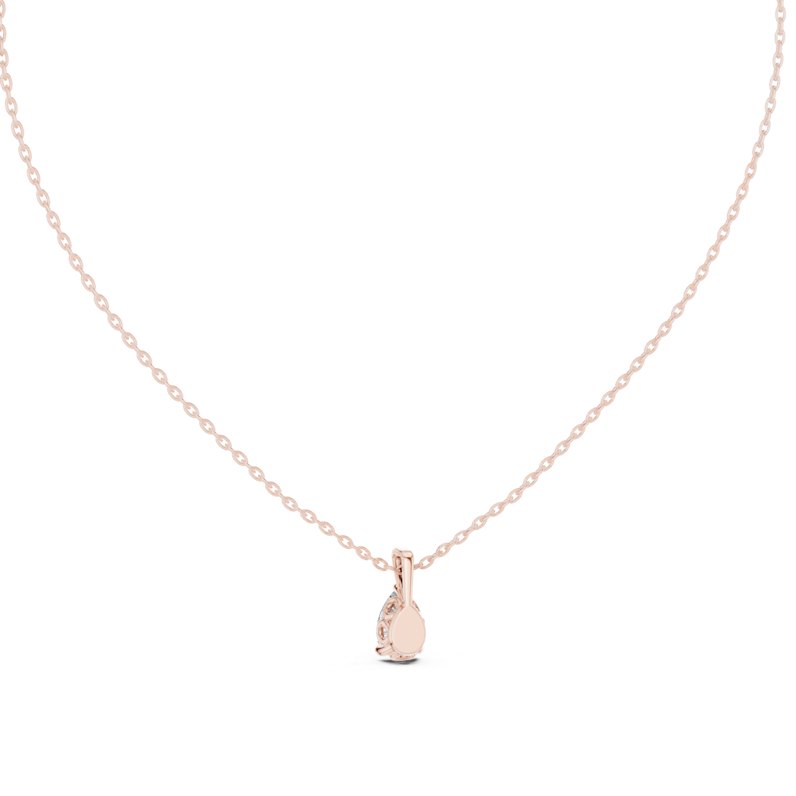 14K Solid Gold Lab Diamond Solitaire Pendant Necklace, Rose Gold, view 4