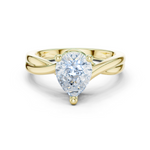 Gold Twisted Band Solitaire Engagement Ring, Pear center stone, Yellow Gold