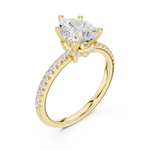 Gold Ring DDLR-177, Pear center stone, Yellow Gold, view 2