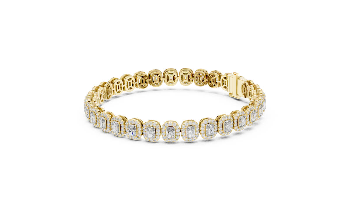 14K Solid Gold Lab Diamond Bracelet, Yellow Gold, view 1