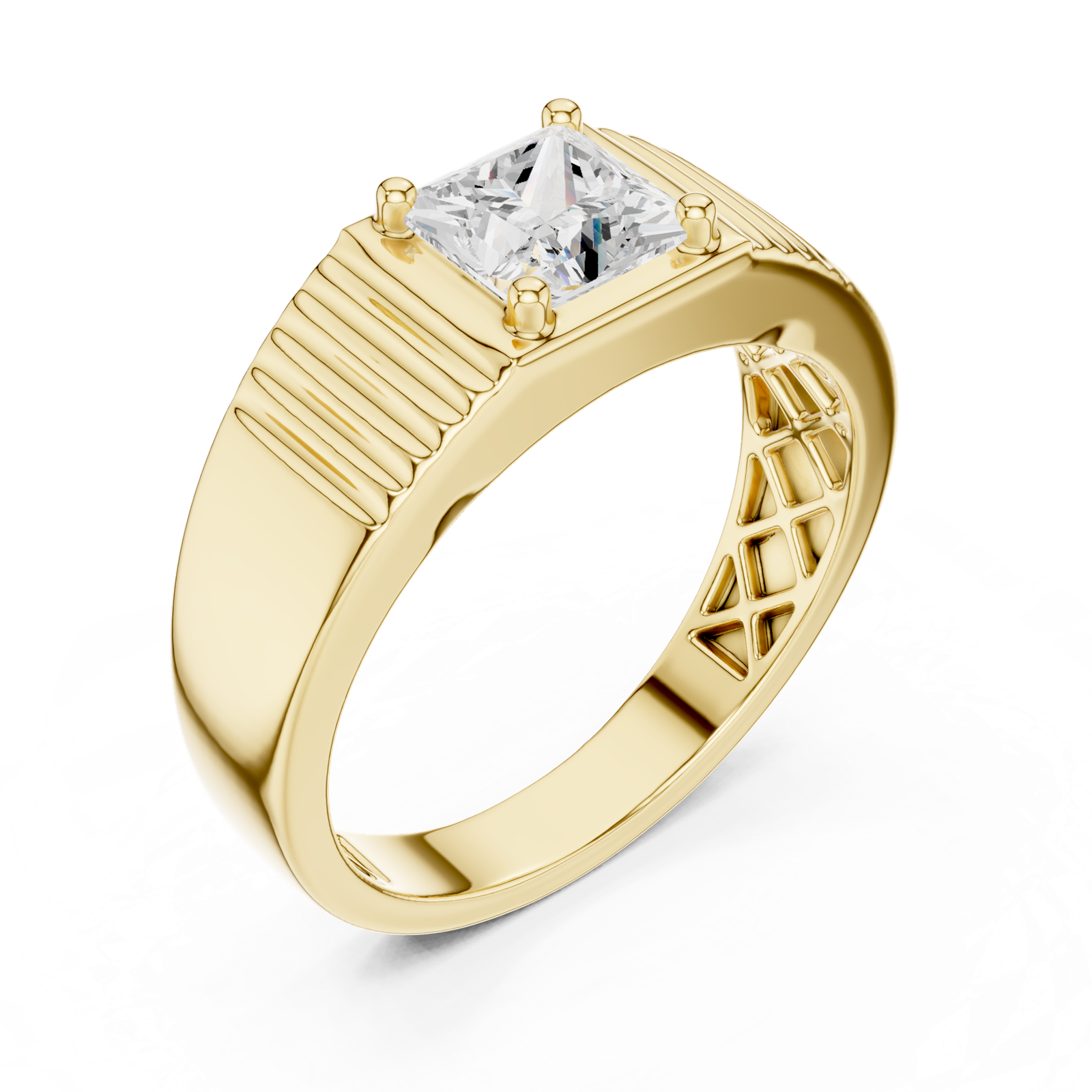 14K Solid Gold Lab Diamond Solitaire Ring, Yellow Gold, view 2
