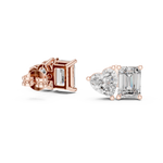 14K Solid Gold Lab Diamond Cluster Earrings, Rose Gold, view 1