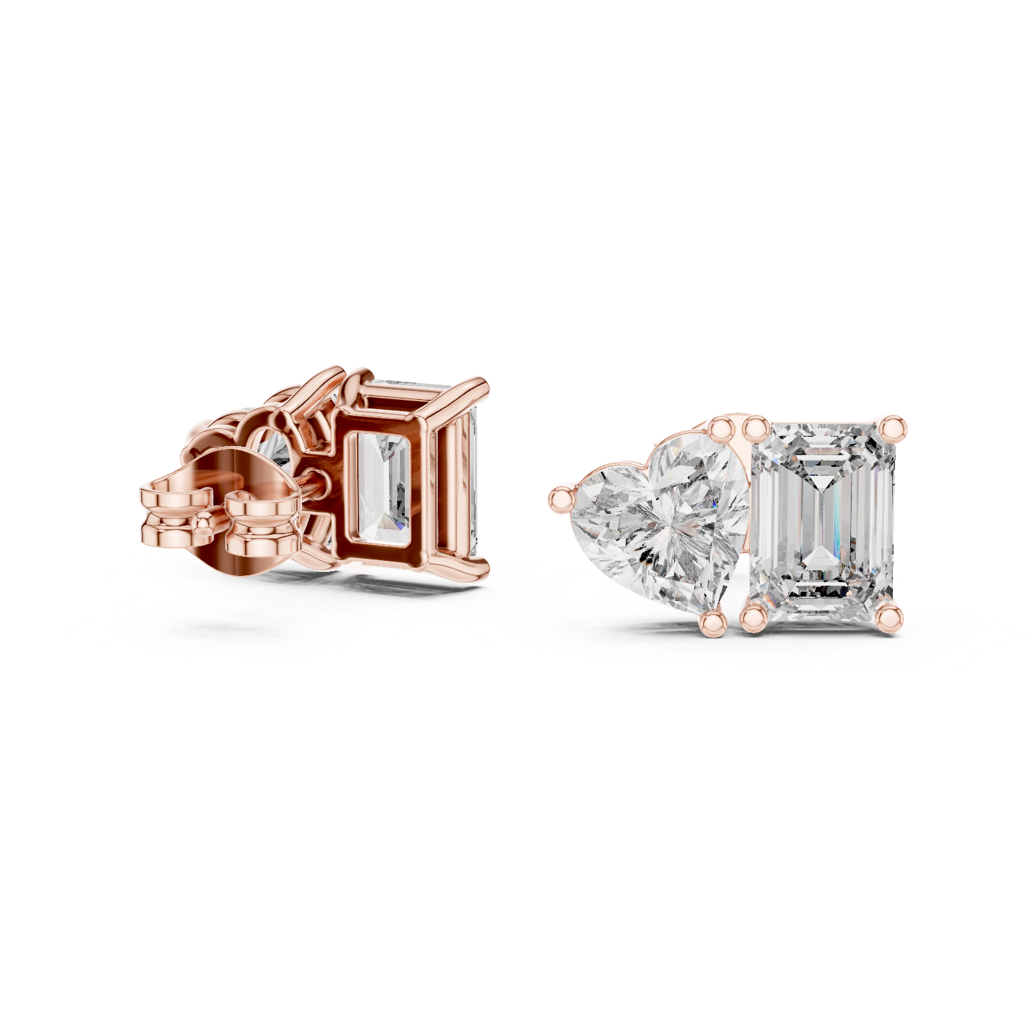 14K Solid Gold Lab Diamond Cluster Earrings, Rose Gold, view 1