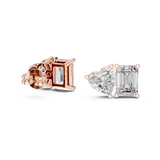 14K Solid Gold Lab Diamond Cluster Earrings, Rose Gold, view 1