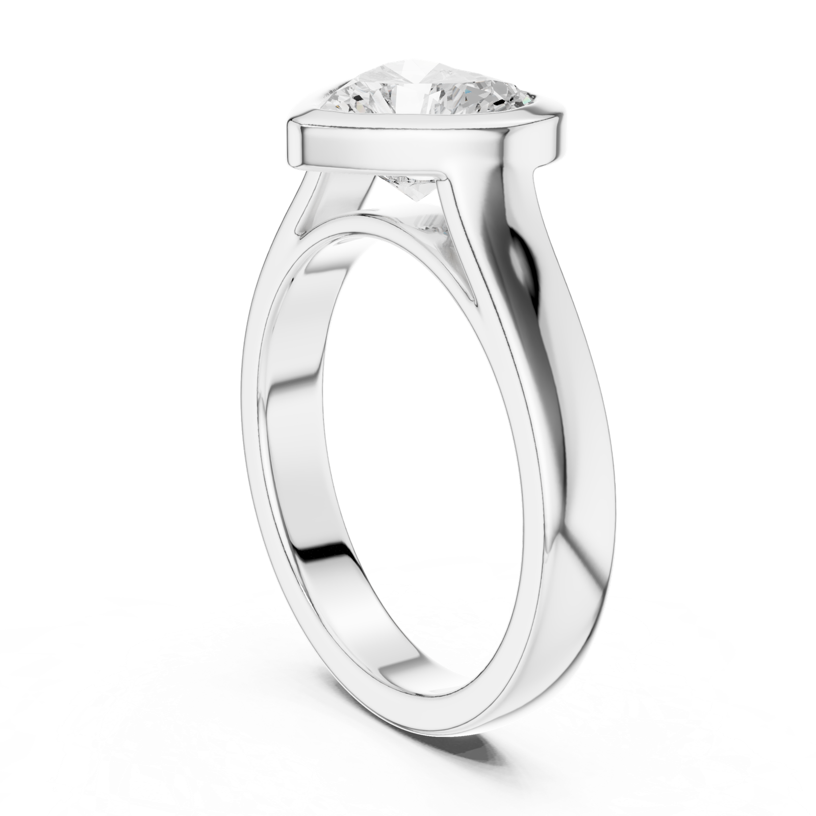 Gold Jewelry L36-3, Heart center stone, White Gold, view 1