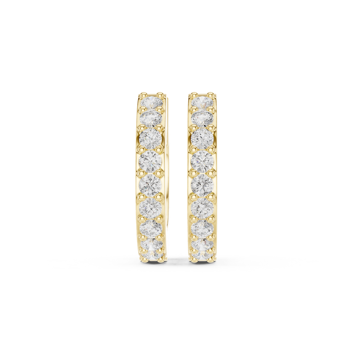 14K Solid Gold Lab Diamond Huggie Earrings, Yellow Gold