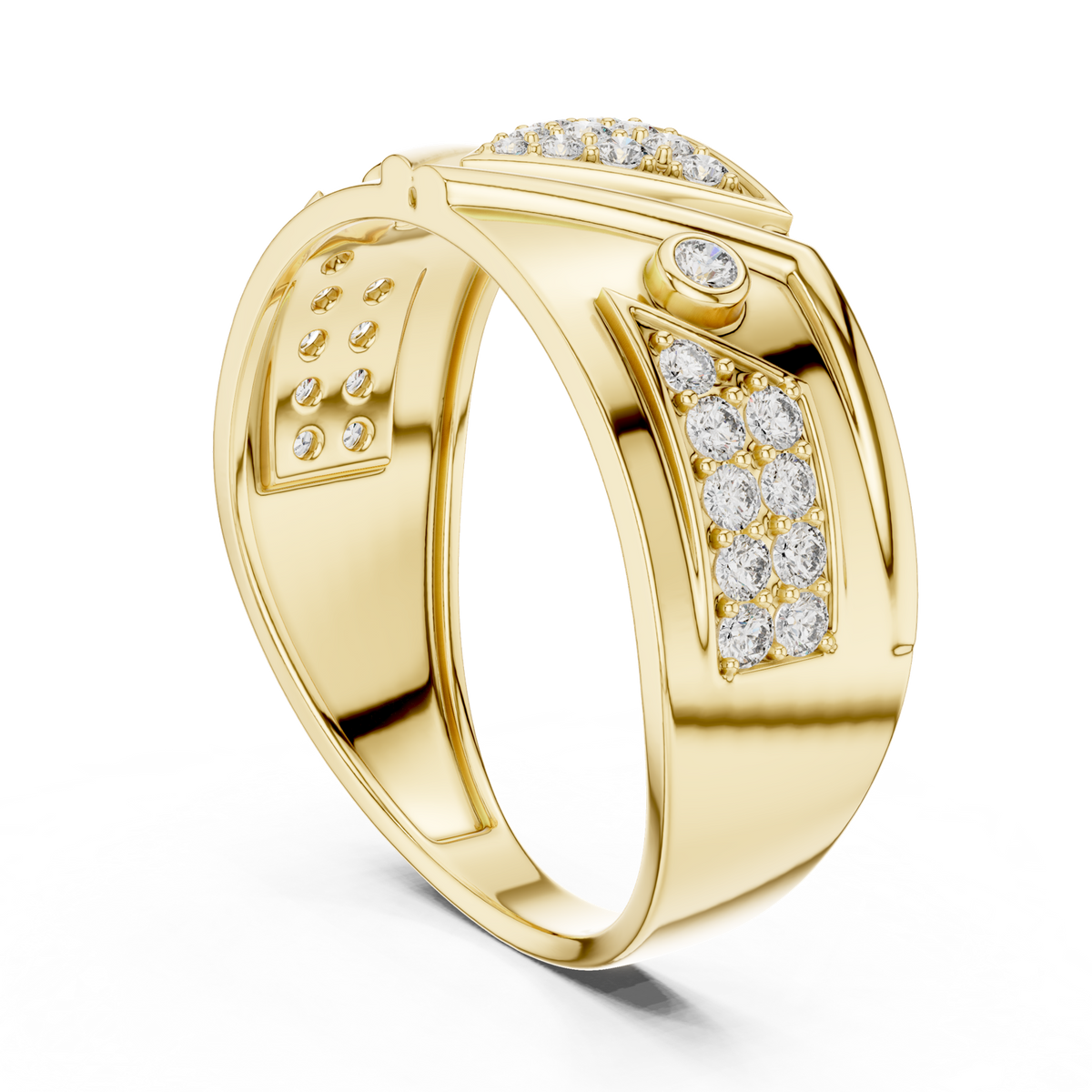 14K Solid Gold Lab Diamond Cluster Ring, Yellow Gold, view 1